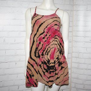 🌸 Xhilaration Tie-Dye Mini Dress · Tan & Pink · Size S